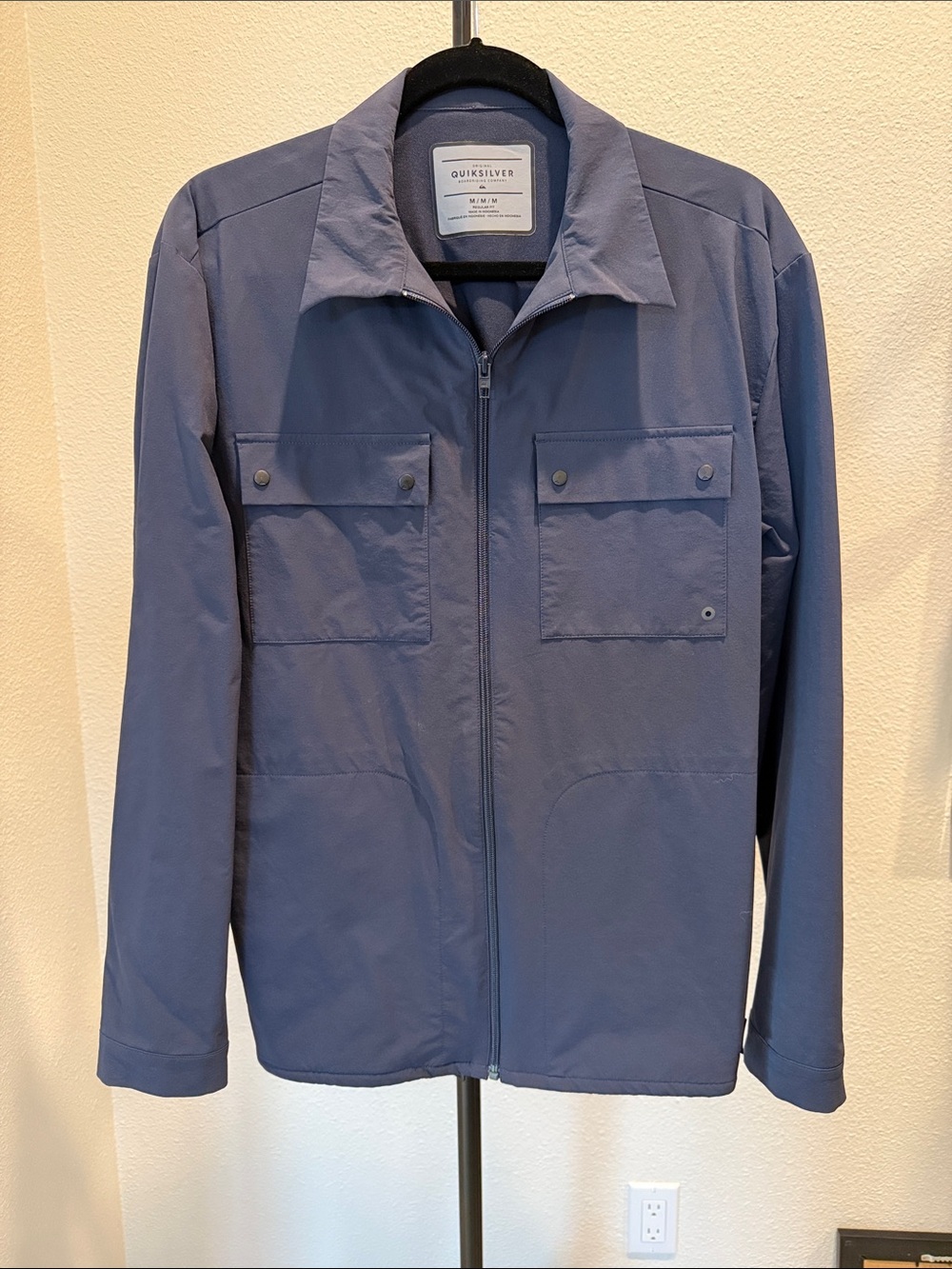 NWOT Quicksilver Watermans Men's Navy Blue Zip-Up Utility Shirt Jacket